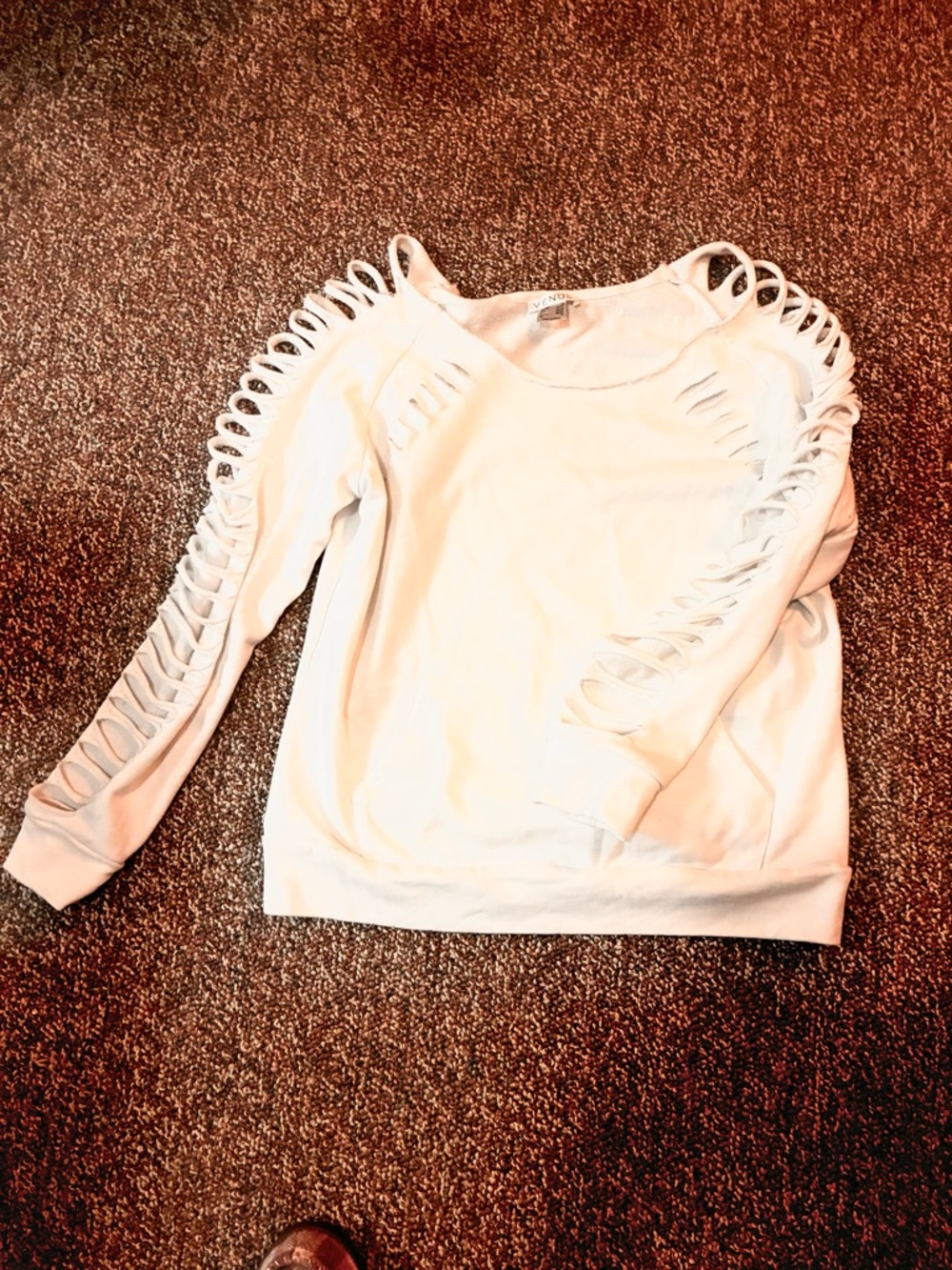 White Slashed Sleeve Women's Sweatshirt